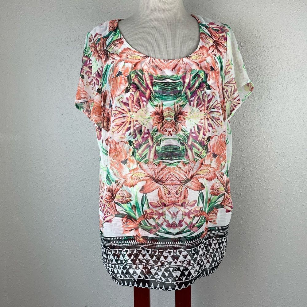Style & Co. Floral Tunic Top Size M EUC